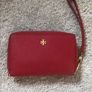 Tory Burch wristlet wallet red
